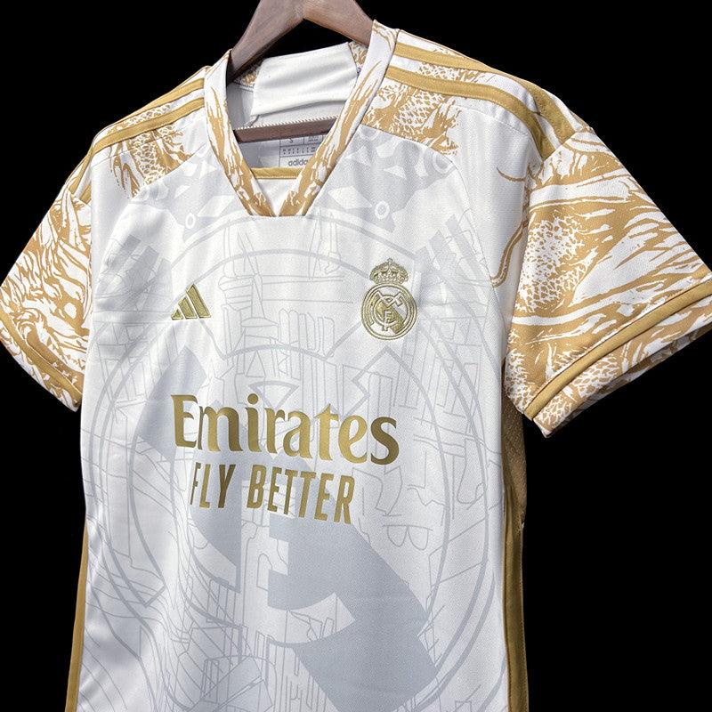 Camisa Real Madrid Dourada Edição Platina - 23/24 - Manto Mágico