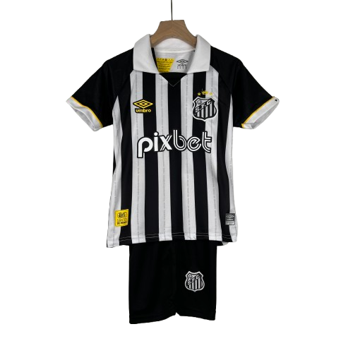 KIT Santos Listrado Preto e Branco Infantil (Blusa+Short) - 23/24