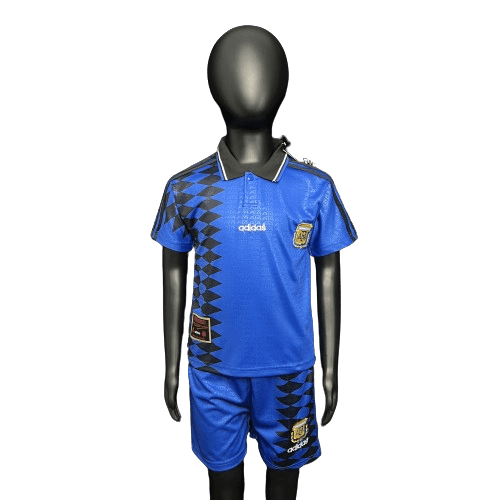 KIT Argentina Azul Retrô Infantil Away (Blusa+Short) - 1994 - Manto Mágico