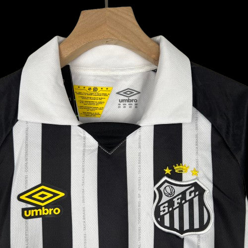 KIT Santos Listrado Preto e Branco Infantil (Blusa+Short) - 23/24