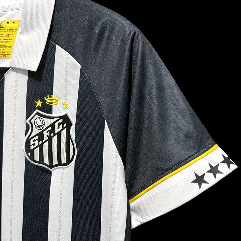 Camisa Santos Listrada Preto e Branco - 23/24