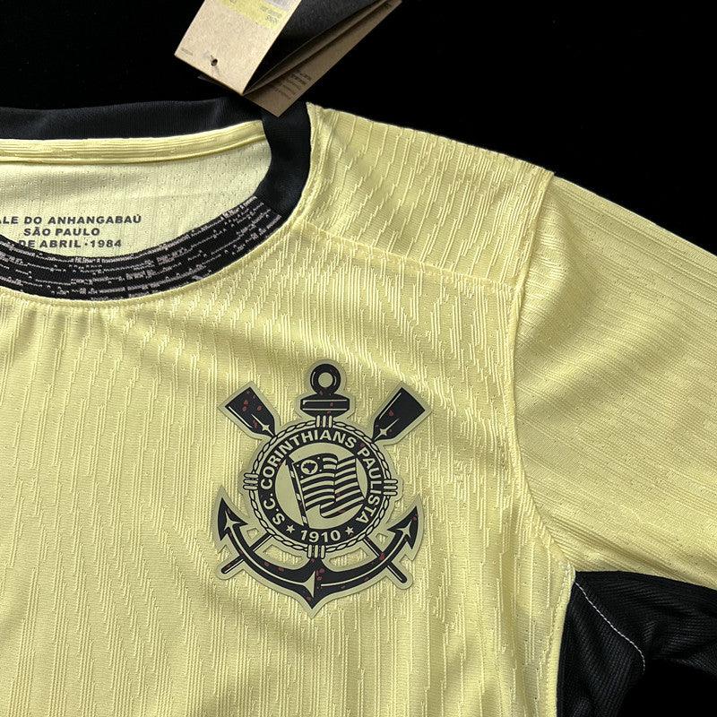 Camisa Corinthians Amarelo Claro Versão Jogador Away - 23/24 - Manto Mágico